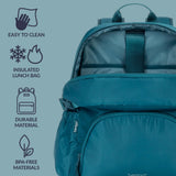 Bentgo 2 - in - 1 Adult Backpack & Insulated Lunch Bag – Lightweight, Water - Resistant Travel Backpack with 9 Compartments, Laptop Sleeve & Trolley Sleeve for Work & Everyday Use (Deep Teal)