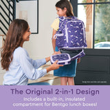 Bentgo Kids 2 - in - 1 Backpack & Insulated Lunch Bag - Durable 16” Backpack & Lunch Container in Unique Prints for School & Travel - Water Resistant, Padded & Large Compartments (Unicorn)