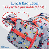 Bentgo Kids Backpack - Lightweight 14” Backpack in Fun Prints for School, Travel, & Daycare, Ideal for Ages 4+, Roomy Interior, Durable & Water - Resistant Fabric, & Loop for Lunch Bag (Trucks)