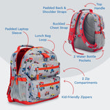 Bentgo Kids Backpack - Lightweight 14” Backpack in Fun Prints for School, Travel, & Daycare, Ideal for Ages 4+, Roomy Interior, Durable & Water - Resistant Fabric, & Loop for Lunch Bag (Trucks)