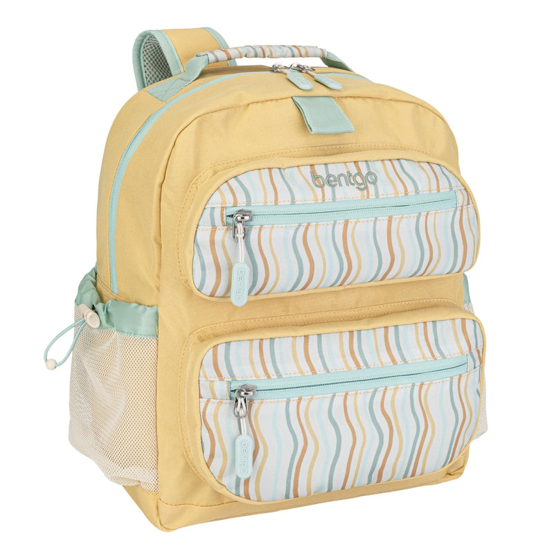 Bentgo Kids Backpack (Whimsy & Wonder Collection) - Lightweight 14’’ for School, Travel & Daycare - Ideal for Kids 4+, Durable & Water - Resistant, Roomy Interior, Loop for Lunch Bag (Wavy)