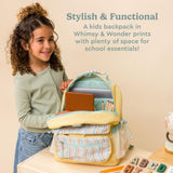 Bentgo Kids Backpack (Whimsy & Wonder Collection) - Lightweight 14’’ for School, Travel & Daycare - Ideal for Kids 4+, Durable & Water - Resistant, Roomy Interior, Loop for Lunch Bag (Wavy)