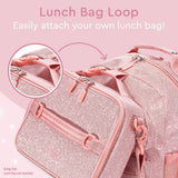 Bentgo Kids Glitter Backpack - Lightweight 14” Backpack for School, Travel & Daycare, Ideal for Ages 4+, Durable & Water - Resistant, Roomy Interior, & Loop for Lunch Bag (Glitter Edition - Petal Pink)