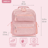 Bentgo Kids Glitter Backpack - Lightweight 14” Backpack for School, Travel & Daycare, Ideal for Ages 4+, Durable & Water - Resistant, Roomy Interior, & Loop for Lunch Bag (Glitter Edition - Petal Pink)