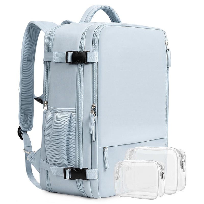 Beraliy 29L Travel Backpack Women, Airline Approved Backpack, Carry On luggage, 17.3 inch Laptop Backpack, Waterproof Business Hiking Weekend Bag, Light - blue