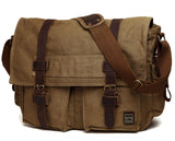 Berchirly Mens Military Canvas Messenger Bag Crossbody College Shoulder Bags Sling Satchel For 17.3Inch Laptop