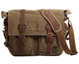 Berchirly Mens Military Canvas Messenger Bag Crossbody College Shoulder Bags Sling Satchel For 17.3Inch Laptop