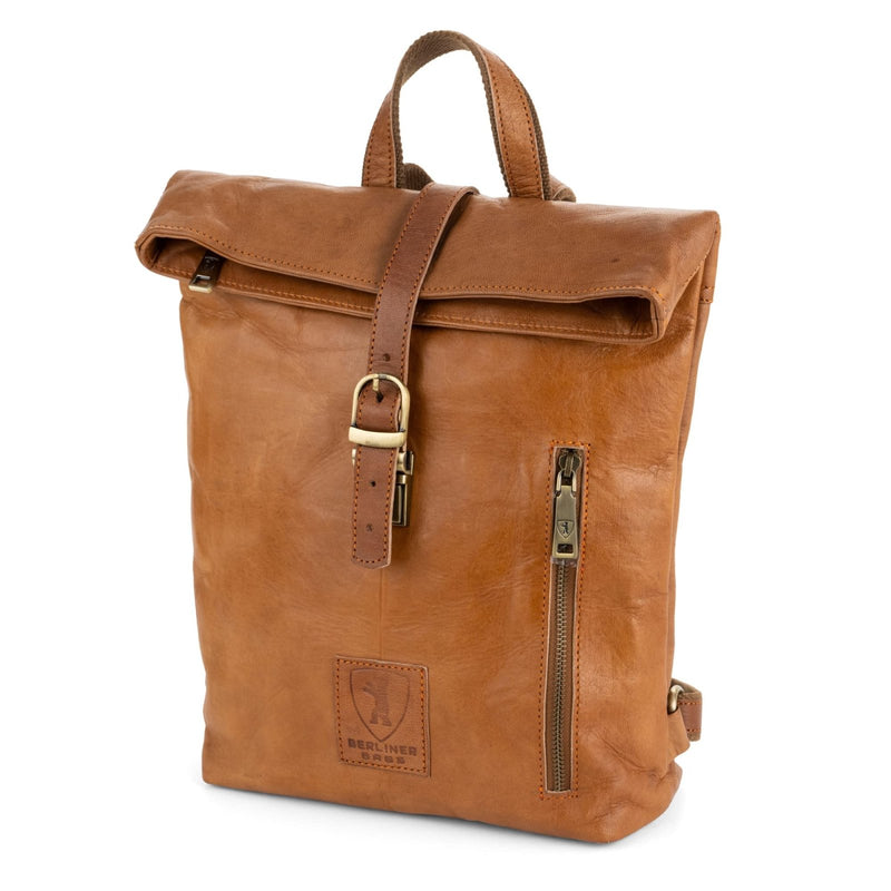 BERLINER BAGS Vintage Genuine Leather Backpack Seattle, Small Backpack, Bookbag for Women - Brown