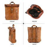 BERLINER BAGS Vintage Genuine Leather Backpack Seattle, Small Backpack, Bookbag for Women - Brown