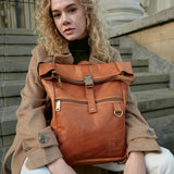 BERLINER BAGS Vintage Genuine Leather Backpack Utrecht M, Laptop Backpack, Travel Backpack for Women and Men - Brown
