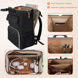 BERTASCHE Lunch Backpack for Women, 15.6 Inch Laptop Backpack with Insulated Cooler Lunch box, Nurse Backpack for Teacher Work Travel College Picnic, Black