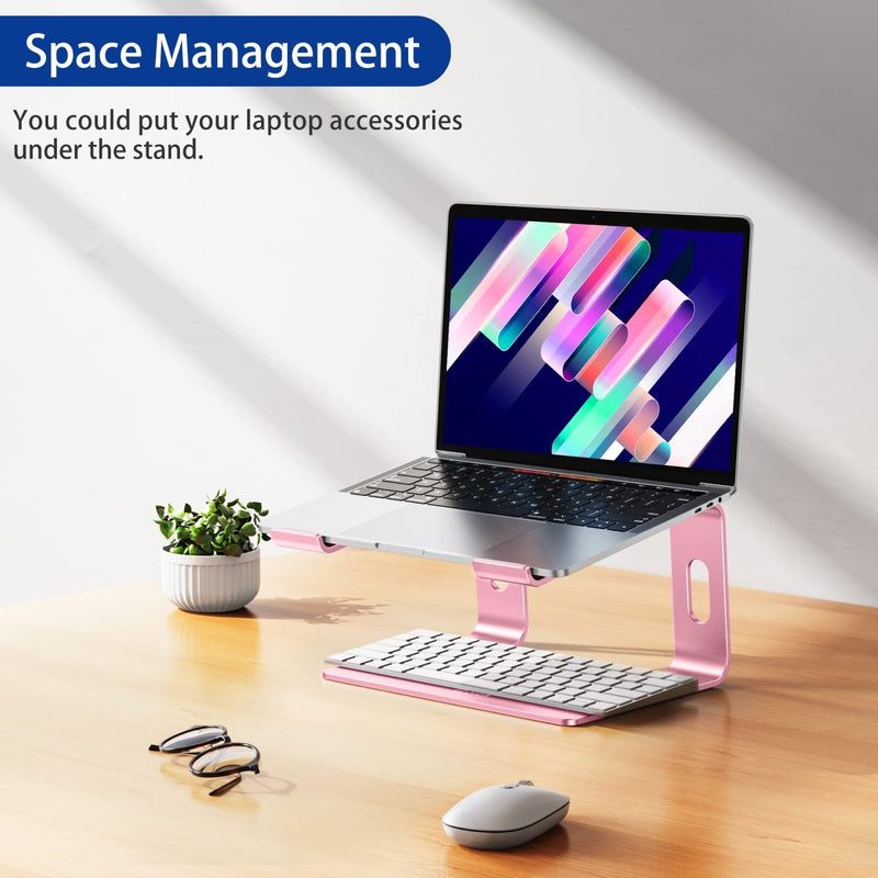 BESIGN LS03 Aluminum Laptop Stand, Ergonomic Detachable Computer Stand, Notebook Holder Compatible with Air, Pro, Dell, HP, Lenovo More 10 - 15.6" Laptops, Pink