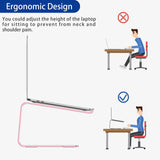 BESIGN LS03 Aluminum Laptop Stand, Ergonomic Detachable Computer Stand, Notebook Holder Compatible with Air, Pro, Dell, HP, Lenovo More 10 - 15.6" Laptops, Pink