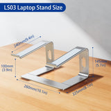 BESIGN LS03 Aluminum Laptop Stand, Ergonomic Detachable Computer Stand, Notebook Riser Compatible with Air, Pro, Dell, HP, Lenovo More 10 - 15.6" Laptops, Silver