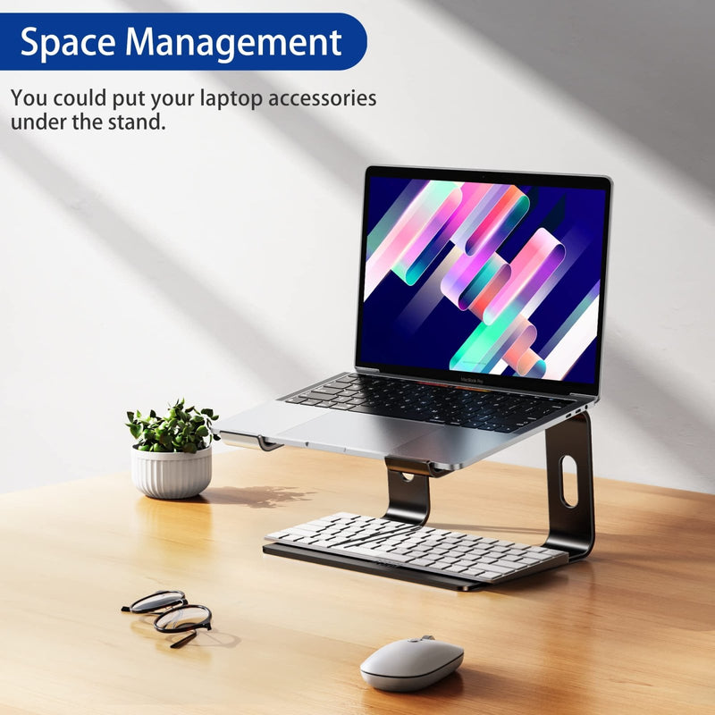 BESIGN LS03 Aluminum Laptop Stand, Ergonomic Detachable Computer Stand, Riser Holder Notebook Stand Compatible with Air, Pro, Dell, HP, Lenovo More 10 - 15.6" Laptops, Black