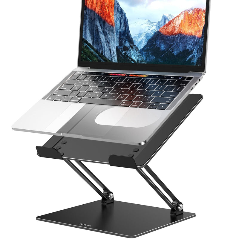 BESIGN LS10 Aluminum Laptop Stand, Ergonomic Adjustable Notebook Tablet Stand, Computer Holder Compatible with Air, Pro, Dell, HP, Lenovo More 10 - 14" Laptops, Black