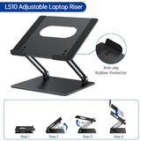 BESIGN LS10 Aluminum Laptop Stand, Ergonomic Adjustable Notebook Tablet Stand, Computer Holder Compatible with Air, Pro, Dell, HP, Lenovo More 10 - 14" Laptops, Black