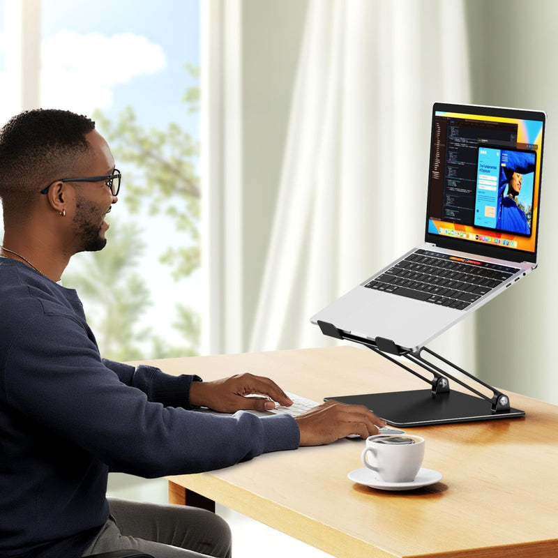 BESIGN LS10 Aluminum Laptop Stand, Ergonomic Adjustable Notebook Tablet Stand, Computer Holder Compatible with Air, Pro, Dell, HP, Lenovo More 10 - 14" Laptops, Black