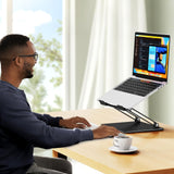 BESIGN LS10 Aluminum Laptop Stand, Ergonomic Adjustable Notebook Tablet Stand, Computer Holder Compatible with Air, Pro, Dell, HP, Lenovo More 10 - 14" Laptops, Black