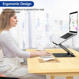 BESIGN LS10 Aluminum Laptop Stand, Ergonomic Adjustable Notebook Tablet Stand, Computer Holder Compatible with Air, Pro, Dell, HP, Lenovo More 10 - 14" Laptops, Black