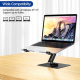 BESIGN LS12 Laptop Stand with 360° Rotating Base, Ergonomic Adjustable Notebook Holder, Computer Riser Stand Compatible with Air, Pro, Dell, HP, Lenovo More 10 - 14" Laptops (Black)