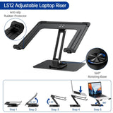 BESIGN LS12 Laptop Stand with 360° Rotating Base, Ergonomic Adjustable Notebook Holder, Computer Riser Stand Compatible with Air, Pro, Dell, HP, Lenovo More 10 - 14" Laptops (Black)