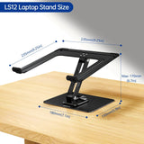 BESIGN LS12 Laptop Stand with 360° Rotating Base, Ergonomic Adjustable Notebook Holder, Computer Riser Stand Compatible with Air, Pro, Dell, HP, Lenovo More 10 - 14" Laptops (Black)