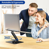 BESIGN LS12 Laptop Stand with 360° Rotating Base, Ergonomic Adjustable Notebook Holder, Computer Riser Stand Compatible with Air, Pro, Dell, HP, Lenovo More 10 - 14" Laptops (Black)