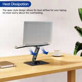 BESIGN LS12 Laptop Stand with 360° Rotating Base, Ergonomic Adjustable Notebook Holder, Computer Riser Stand Compatible with Air, Pro, Dell, HP, Lenovo More 10 - 14" Laptops (Black)