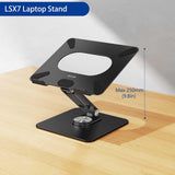 BESIGN LSX7 Laptop Stand with 360 Rotating Base, Ergonomic Adjustable Notebook Riser, Foldable Computer Holder Compatible with 10 - 15.6" Laptops (Black)