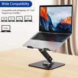 BESIGN LSX7 Laptop Stand with 360 Rotating Base, Ergonomic Adjustable Notebook Riser, Foldable Computer Holder Compatible with 10 - 15.6" Laptops (Black)