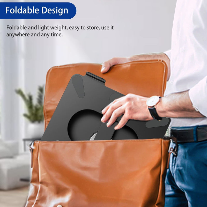 BESIGN LSX7 Laptop Stand with 360 Rotating Base, Ergonomic Adjustable Notebook Riser, Foldable Computer Holder Compatible with 10 - 15.6" Laptops (Black)