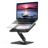 BESIGN LSX7 Laptop Stand with 360 Rotating Base, Ergonomic Adjustable Notebook Riser, Foldable Computer Holder Compatible with 10 - 15.6" Laptops (Black)