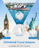 BESTEK Universal Travel Adapter 220V to 110V Voltage Converter with 0 - 2.4A 4 Port USB Charging and UK/AU/US/EU Worldwide Plug Adapter (White)