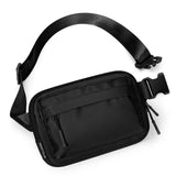 BesTour Fanny Packs for Women Men,Belt Bag with 3 Zipper Pockets,Water - resistant Crossbody Bag,Fashion Waist Packs with Adjustable Long Strap for Workout/Running/Yoga/Shopping/Hiking,Black