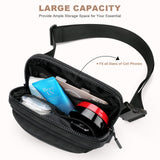 BesTour Fanny Packs for Women Men,Belt Bag with 3 Zipper Pockets,Water - resistant Crossbody Bag,Fashion Waist Packs with Adjustable Long Strap for Workout/Running/Yoga/Shopping/Hiking,Black
