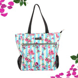Betsey Johnson 15.6 Inch Zipper Beach Tote Bag Lightweight Large Durable Polyester with Mesh Side Pockets for Gym Work, Hummingbird Floral