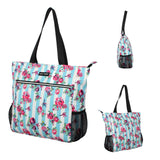Betsey Johnson 15.6 Inch Zipper Beach Tote Bag Lightweight Large Durable Polyester with Mesh Side Pockets for Gym Work, Hummingbird Floral