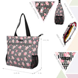 Betsey Johnson 15.6 Inch Zipper Beach Tote Bag Lightweight Large Durable Polyester with Mesh Side Pockets for Gym Work, Stripe Roses