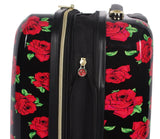 Betsey Johnson 26 Inch Checked Luggage Collection - Expandable Scratch Resistant (ABS + PC) Hardside Suitcase - Designer Lightweight Bag with 8 - Rolling Spinner Wheels (Covered Roses)