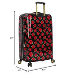 Betsey Johnson 26 Inch Checked Luggage Collection - Expandable Scratch Resistant (ABS + PC) Hardside Suitcase - Designer Lightweight Bag with 8 - Rolling Spinner Wheels (Covered Roses)