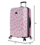 Betsey Johnson 26 Inch Checked Luggage Collection - Expandable Scratch Resistant (ABS + PC) Hardside Suitcase - Designer Lightweight Bag with 8 - Rolling Spinner Wheels (Flamingo Strut)