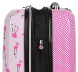 Betsey Johnson 26 Inch Checked Luggage Collection - Expandable Scratch Resistant (ABS + PC) Hardside Suitcase - Designer Lightweight Bag with 8 - Rolling Spinner Wheels (Flamingo Strut)