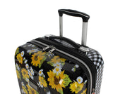 Betsey Johnson 26 Inch Checked Luggage Collection - Expandable Scratch Resistant (ABS + PC) Hardside Suitcase - Designer Lightweight Bag with 8 - Rolling Spinner Wheels (Sunflower)