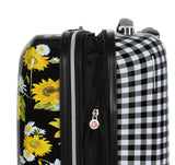 Betsey Johnson 26 Inch Checked Luggage Collection - Expandable Scratch Resistant (ABS + PC) Hardside Suitcase - Designer Lightweight Bag with 8 - Rolling Spinner Wheels (Sunflower)