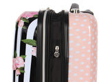 Betsey Johnson 26 Inch Checked Luggage Collection - Expandable Scratch Resistant (ABS + PC) Hardside Suitcase - Designer Lightweight Bag with 8 - Rolling Spinner Wheels (Stripe Roses)