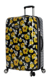 Betsey Johnson 26 Inch Checked Luggage Collection - Expandable Scratch Resistant (ABS + PC) Hardside Suitcase - Designer Lightweight Bag with 8-Rolling Spinner Wheels (Sunflower)