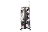 Betsey Johnson 30 Inch Checked Luggage Collection - Expandable Scratch Resistant (ABS + PC) Hardside Suitcase - Designer Lightweight Bag with 8 - Rolling Spinner Wheels (Stripe Roses, 30in)