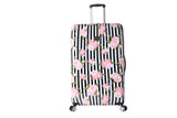 Betsey Johnson 30 Inch Checked Luggage Collection - Expandable Scratch Resistant (ABS + PC) Hardside Suitcase - Designer Lightweight Bag with 8 - Rolling Spinner Wheels (Stripe Roses, 30in)