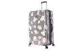 Betsey Johnson 30 Inch Checked Luggage Collection - Expandable Scratch Resistant (ABS + PC) Hardside Suitcase - Designer Lightweight Bag with 8-Rolling Spinner Wheels (Stripe Roses, 30in)